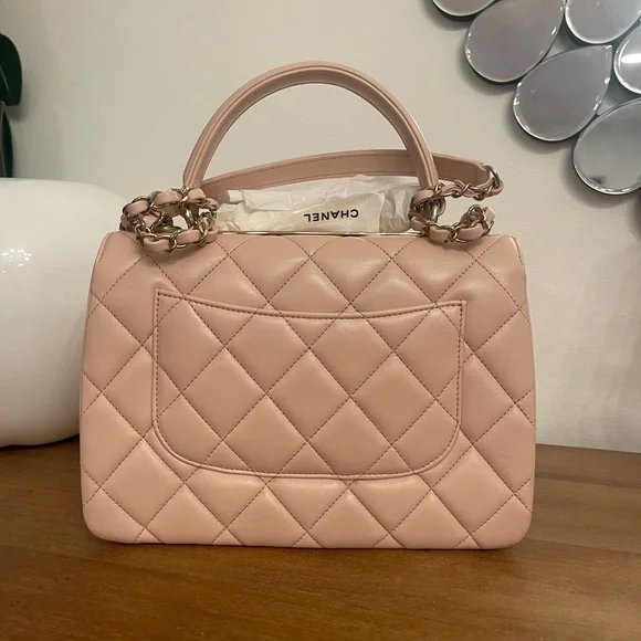 CHANEL Lambskin Quilted Trendy CC Dual Handle Flap Bag Beige - Picture 4 of 15